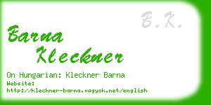 barna kleckner business card